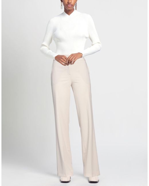 .., merci italia White Pants Polyester, Viscose, Wool, Elastane