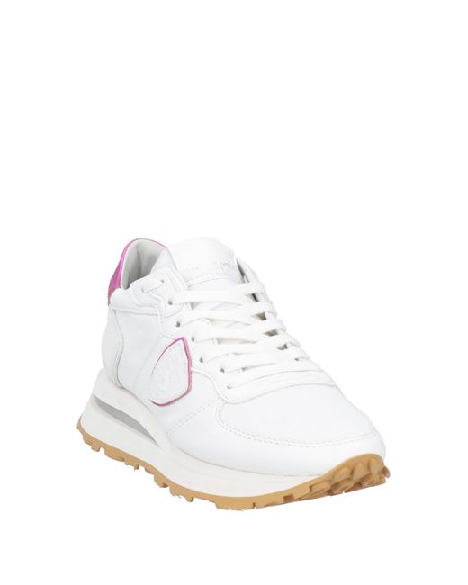 Philippe Model White Sneakers Leather, Textile Fibers