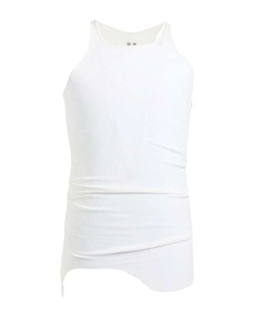 Rick Owens White Tank Top Viscose, Silk for men