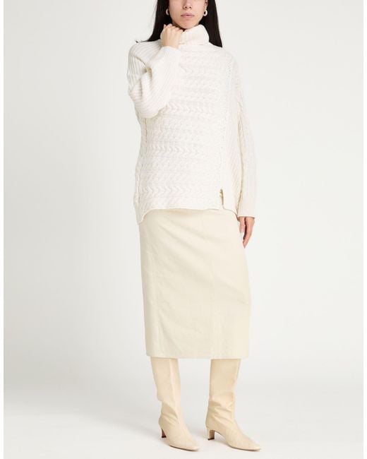 ERMANNO FIRENZE White Ivory Turtleneck Wool, Polyamide, Viscose, Cashmere