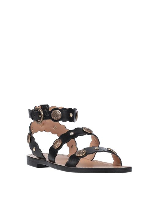 Sandro Susie Leather Flat Sandals in Black - Save 21% - Lyst