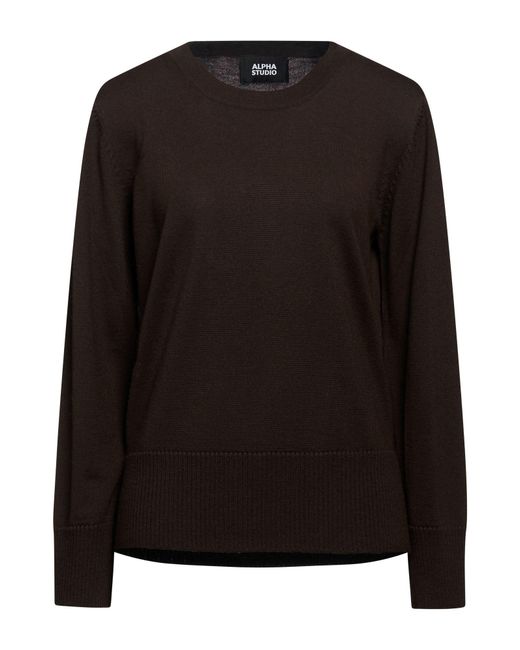 Alpha Studio Black Dark Sweater Merino Wool