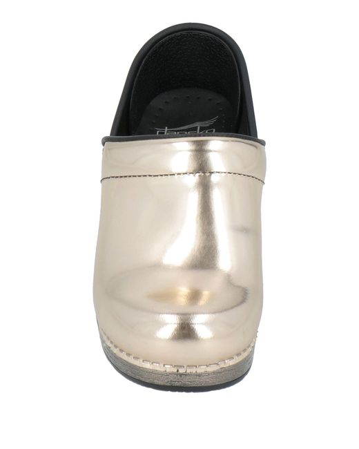 Dansko White Metallic Leather Clog Mules