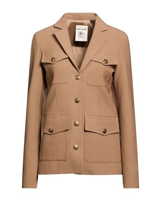 Semicouture Natural Jacket Polyester, Virgin Wool, Elastane