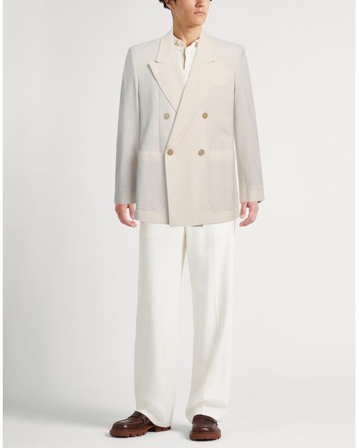 Laneus White Cream Blazer Polyester, Virgin Wool, Elastane for men