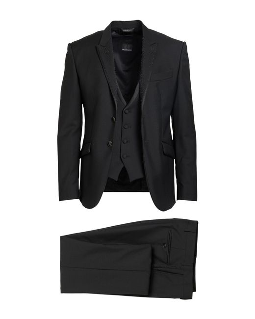 Carlo Pignatelli Black Suit Wool, Mohair Wool for men