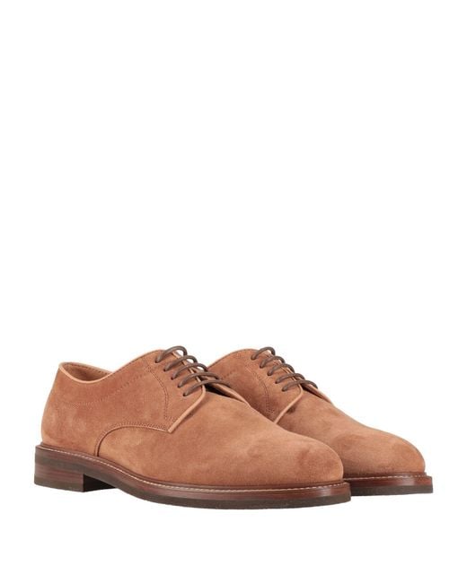 Brunello Cucinelli Brown Camel Lace-Up Shoes Leather for men