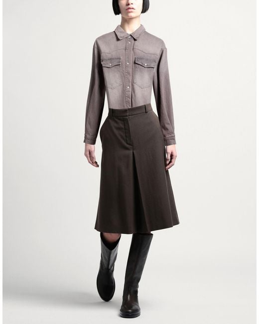 Soallure Brown Denim Shirt Cotton