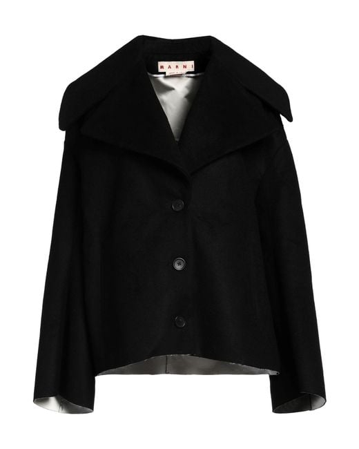 Marni Black Coat Virgin Wool, Polyamide, Elastane, Polyester