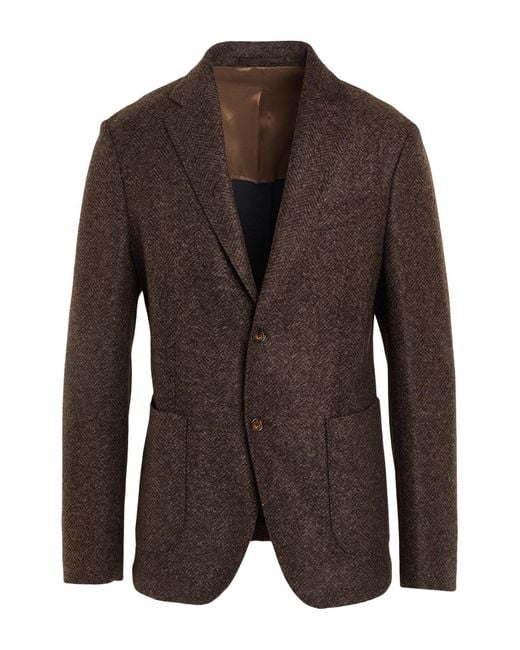 SEVENTY VENEZIA Men's Brown Blazer Acrylic, Polyester, Virgin Wool