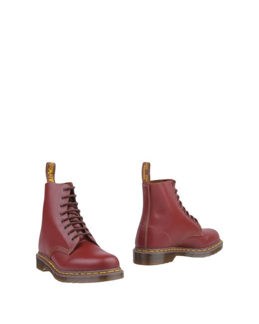 Dr. Martens Red Burgundy Ankle Boots Soft Leather for men