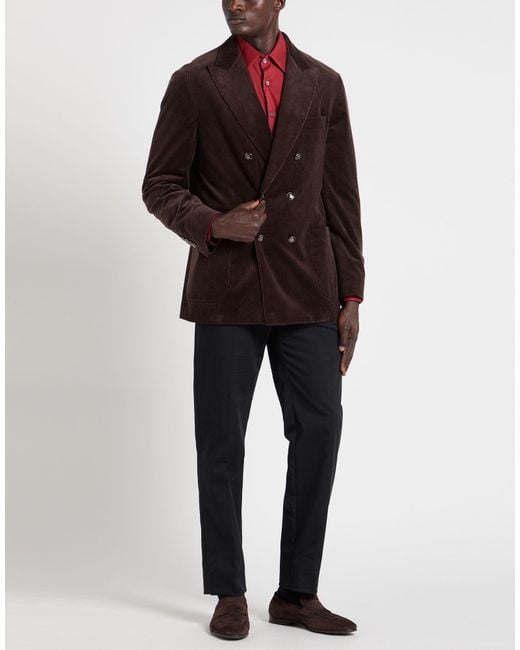 Brunello Cucinelli Brown Blazer Cotton, Cashmere, Elastane for men