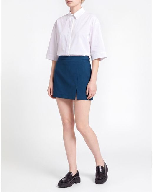 Jucca Blue Azure Mini Skirt Polyester, Virgin Wool, Elastane