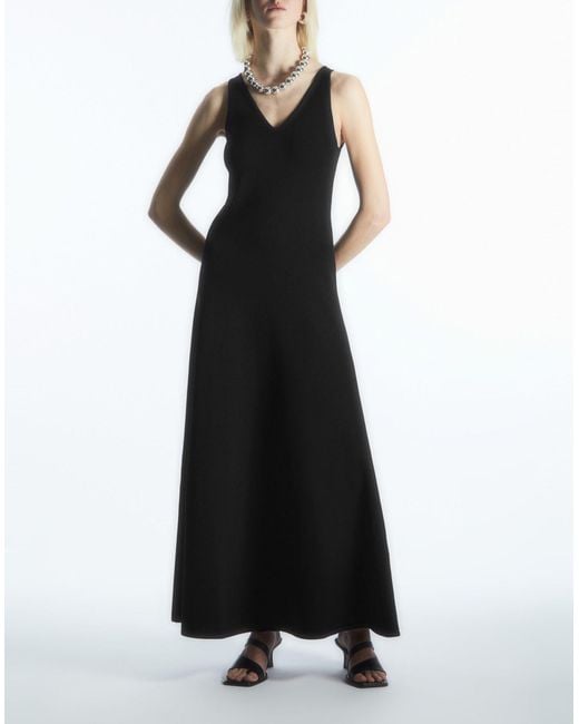 COS Black V-neck Knitted Maxi Dress