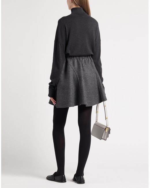 Brunello Cucinelli Gray Charcoal Mini Skirt Virgin Wool