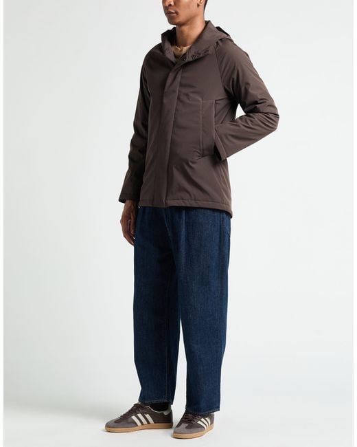 Tagliatore Brown Dark Coat Polyamide, Polyester, Elastane for men