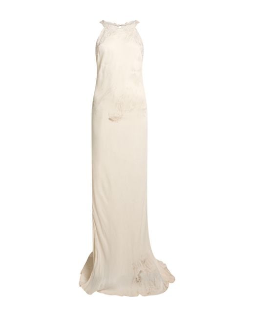 Twinset White Ivory Maxi Dress Viscose