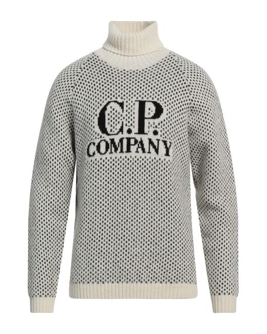 C P Company Gray Cream Turtleneck Virgin Wool for men