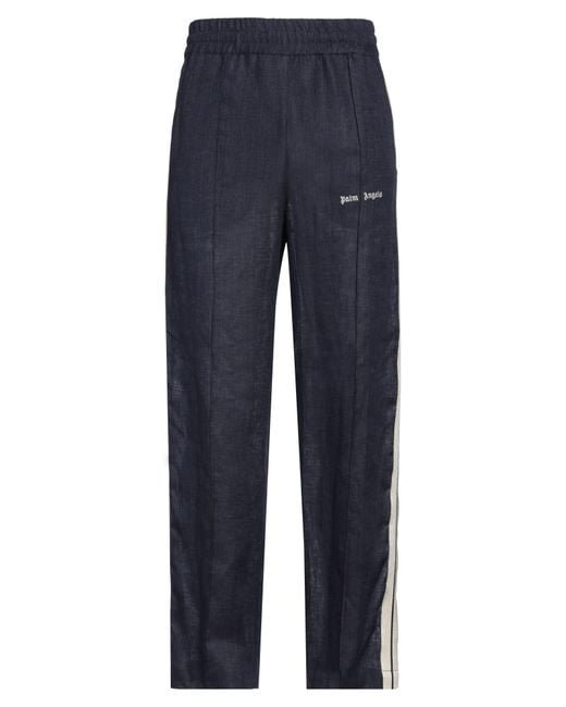 Palm Angels Blue Pants Linen, Cotton, Polyester for men