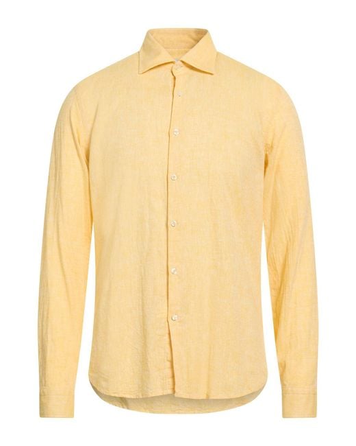 Manuel Ritz Yellow Shirt Linen, Cotton for men