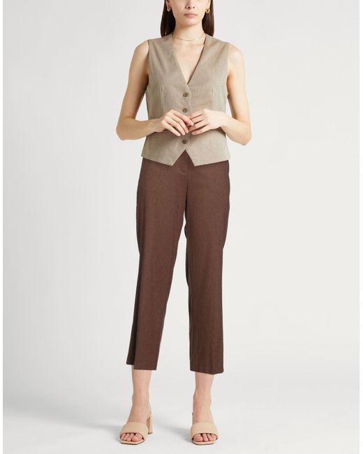 Alysi Brown Crème Pants Viscose, Polyester, Wool, Elastane