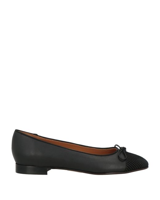 Voltan Black Ballet Flats Leather