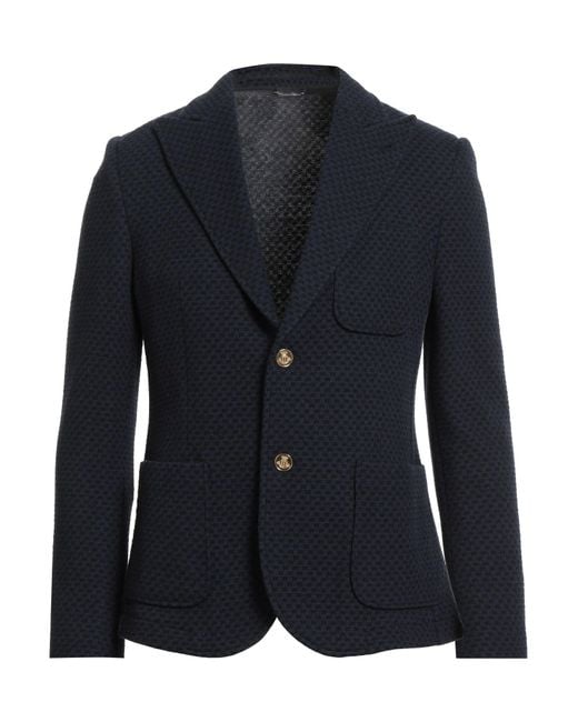 Daniele Alessandrini Blue Midnight Blazer Polyester, Wool, Cotton, Polyamide for men
