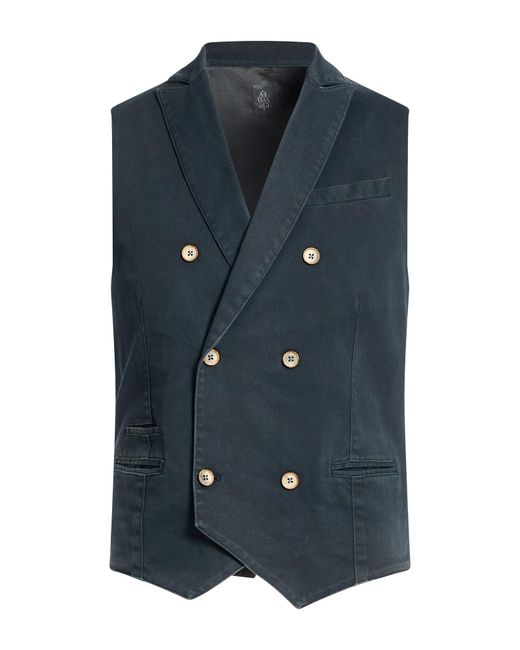 Eleventy Blue Tailored Vest Cotton, Elastane for men