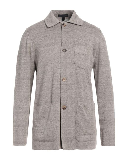 Lardini Gray Khaki Cardigan Linen, Cotton for men
