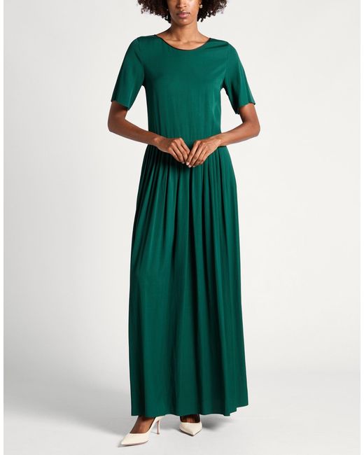 Forte_forte Green Dark Maxi Dress Viscose, Cotton