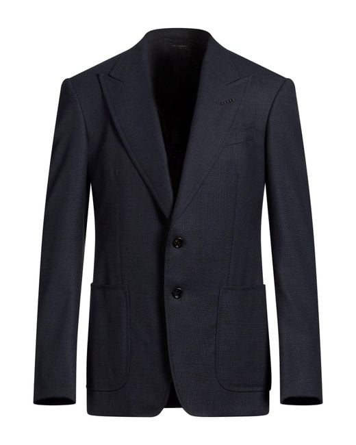 Tom Ford Blue Midnight Blazer Wool, Elastane for men