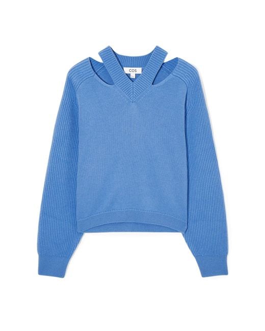 COS Blue Deconstructed Wool Sweater
