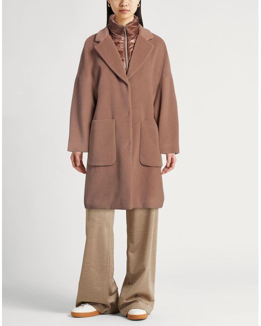 Herno Brown Camel Coat Alpaca Wool, Wool, Polyamide