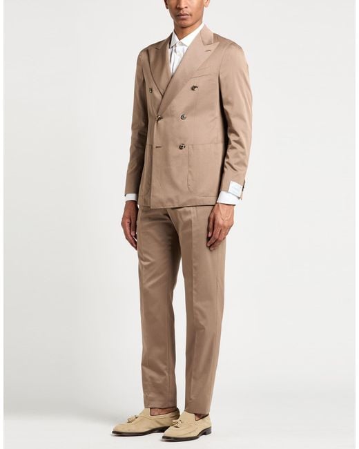 Caruso Brown Suit Cotton, Wool, Silk for men