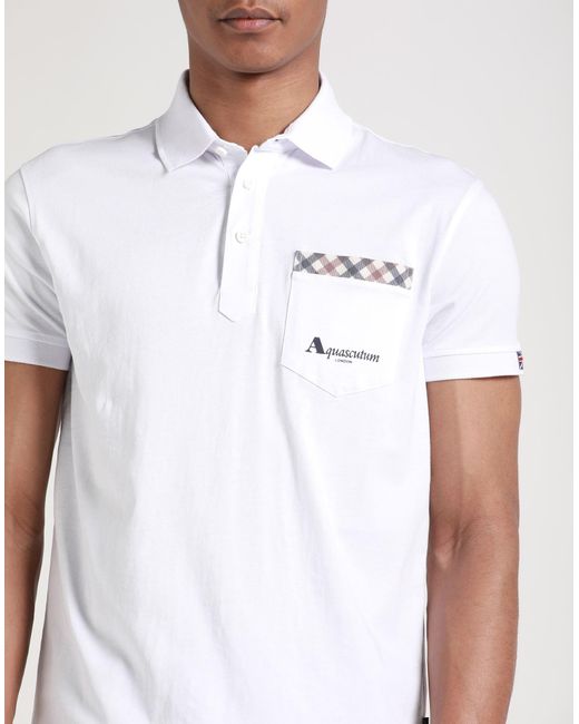 Aquascutum White Polo Shirt for men