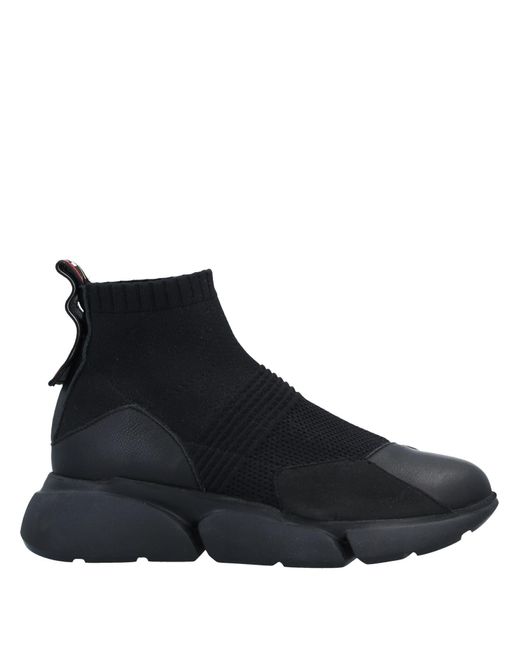 Malloni Black Sneakers Soft Leather, Textile Fibers