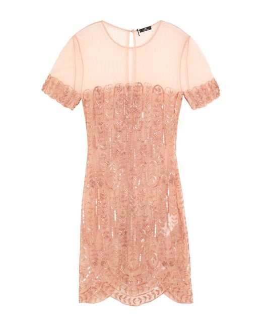 Elisabetta Franchi Pink Blush Mini Dress Polyamide