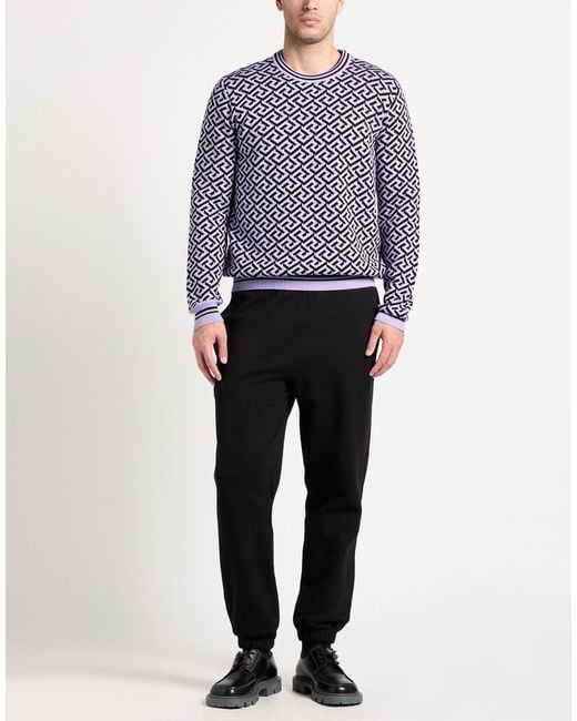 Versace Blue Sweater Virgin Wool, Cotton for men