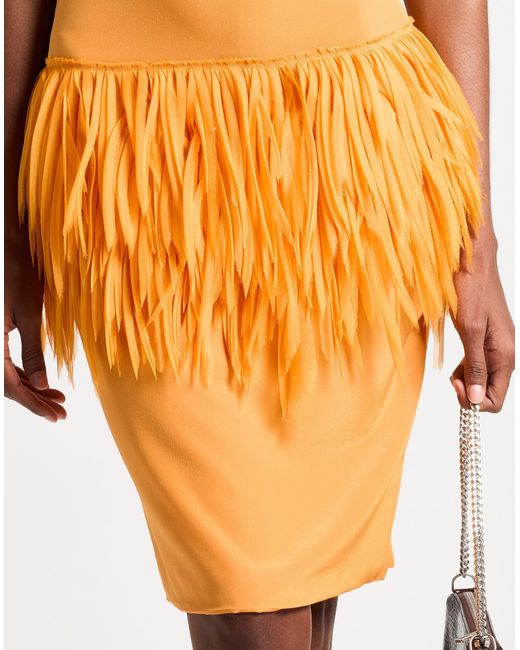 Ermanno Scervino Orange Midi Skirt Silk