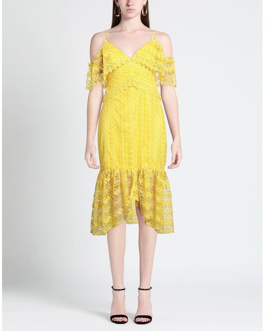 Three Floor Yellow Midi Dress