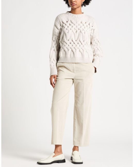 Brunello Cucinelli White Pants Cotton, Brass