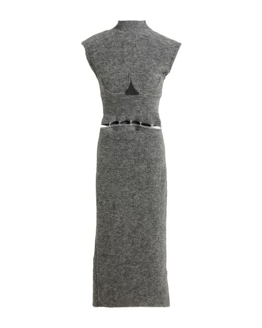 Sportmax Gray Midi Dress Mohair Wool, Wool, Polyamide, Elastane