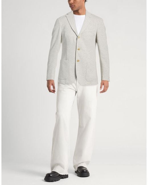 Eleventy White Blazer Cotton, Polyester, Goat Skin for men