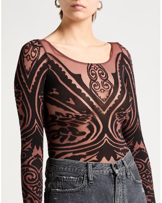 Etro Brown X Wolford Bodysuit Polyamide, Elastane