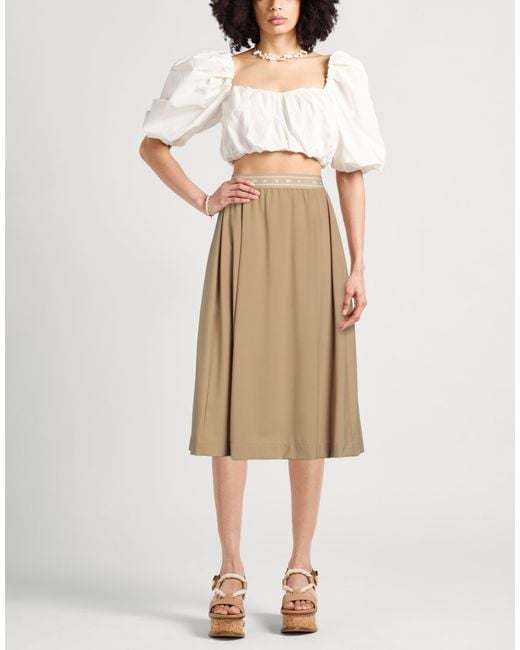 Marni Natural Midi Skirt Polyester, Virgin Wool, Elastane
