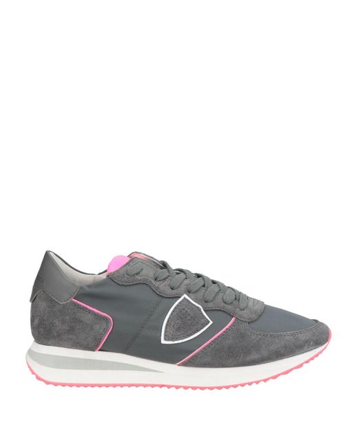 Philippe Model Gray Sneakers Leather, Textile Fibers