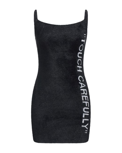 Off-White c/o Virgil Abloh Off White Quote Fuzzy Mini Dress Black White