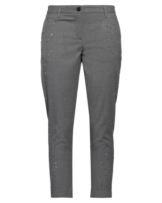 White Sand Gray Pants Polyester, Viscose, Elastane