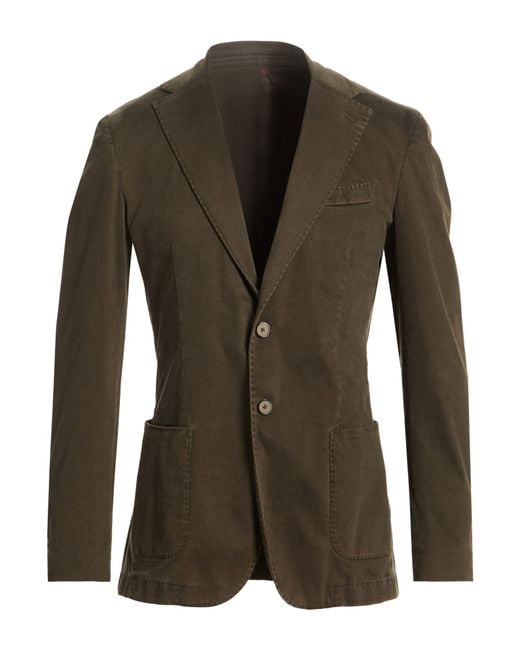 Santaniello Green Military Blazer Cotton, Elastane for men