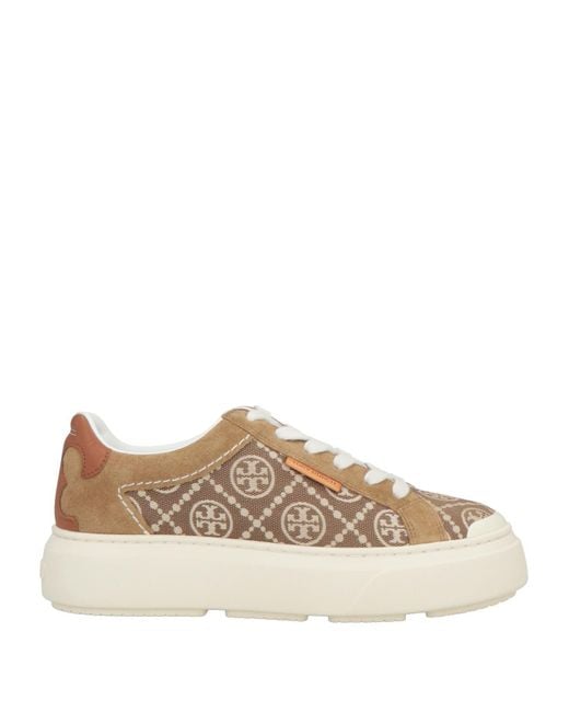 Tory Burch Brown Sneakers Leather, Textile Fibers